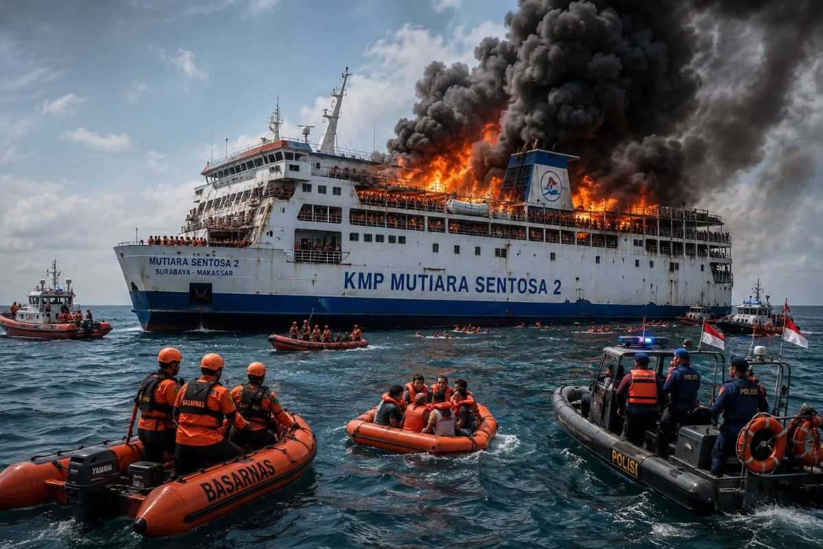 KMP Mutiara Sentosa 2 terbakar